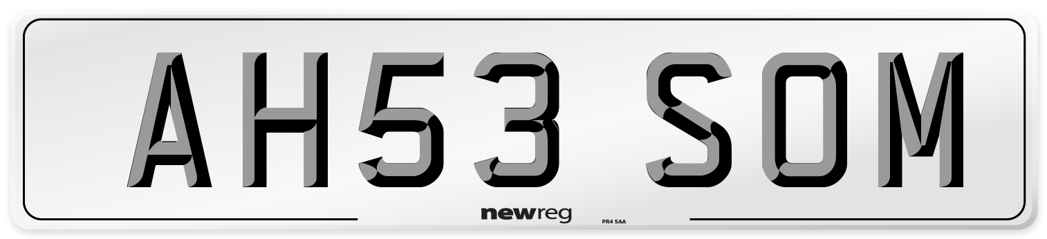AH53 SOM Number Plate from New Reg